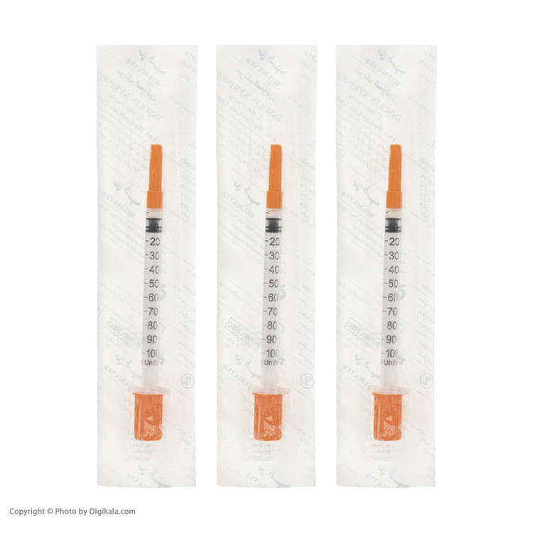 سرنگ 1 سی سی انسولین حلما طب مدل یکپارچه بسته 50 عددی